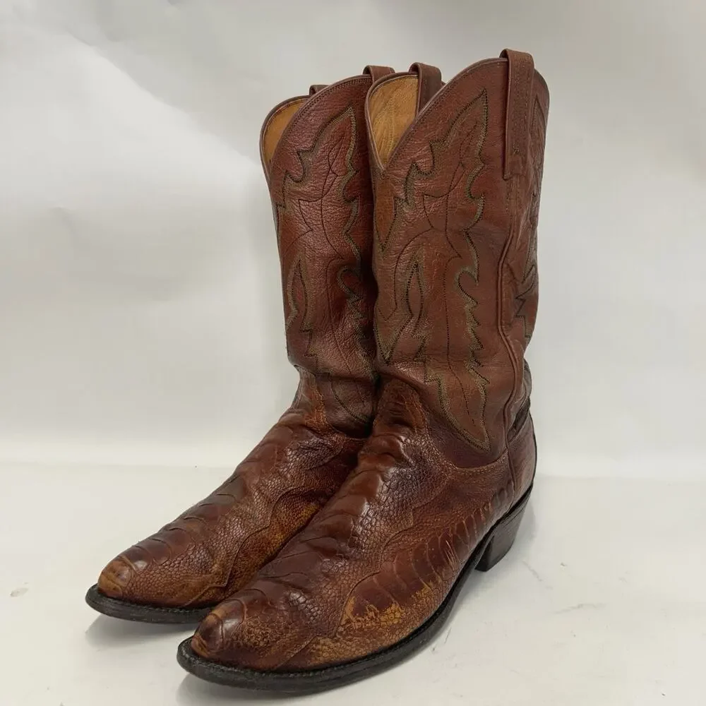 Vintage Lucchese 1883 Ostrich Leg Cowboy Boots “Brown”